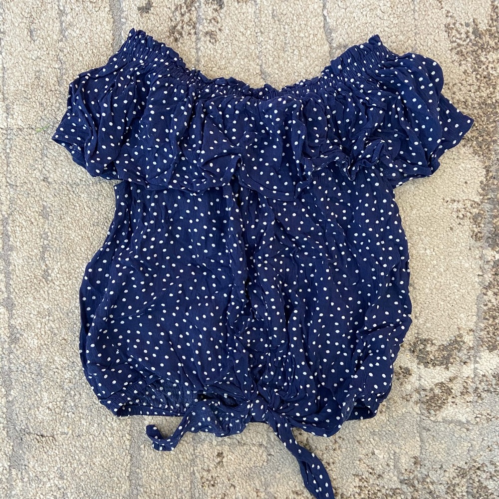 Blue/White Off the Shoulder Top